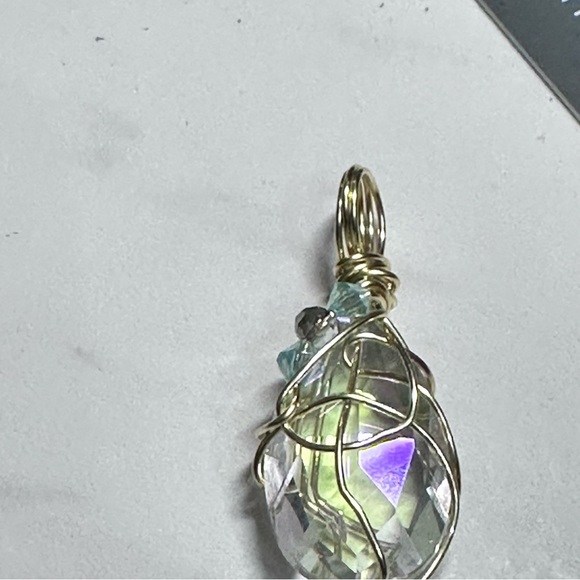 Handmade Prism Crystal Pendant Necklace with faceted glass accents Wire-Wrapped - Picture 8 of 11